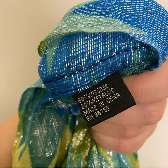 Green teal aqua mermaid Blue Kelly green lightweight metallic infinity scarf - Picture 9 of 10